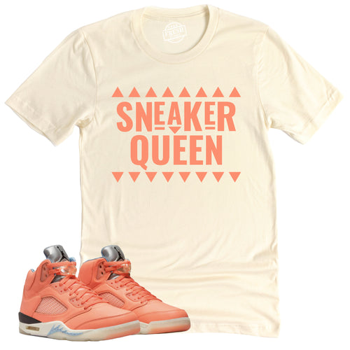 Sneaker Queen Shirt | Retro Air Jordan 5 Crimson Bliss Sneaker Match Tee