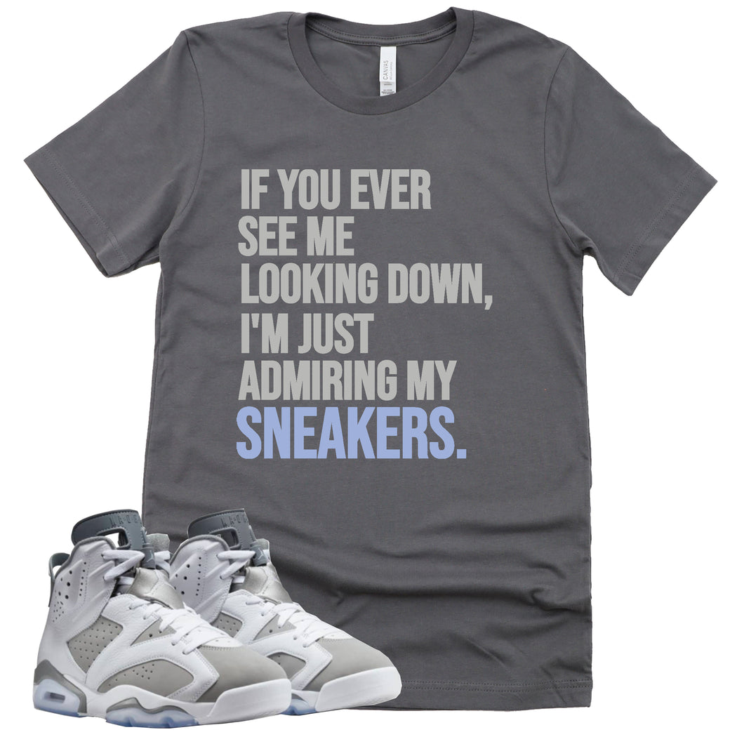 Admiring My Sneakers Shirt | Retro Air Jordan 6 Cool Grey Sneaker Match Tee