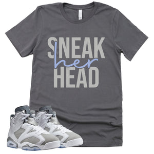 SneakHer Head Shirt | Retro Air Jordan 6 Cool Grey Sneaker Match Tee