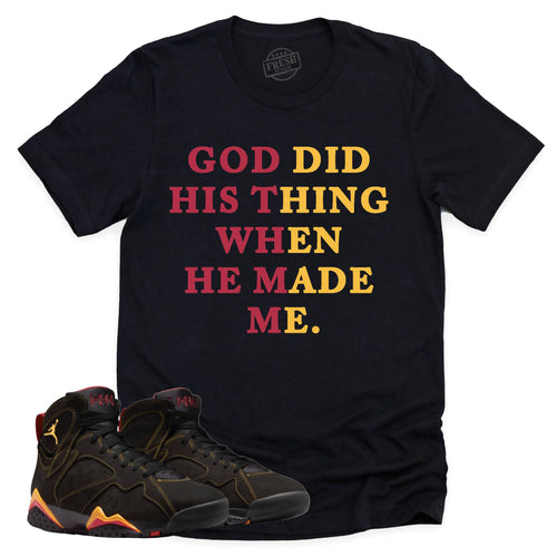 God Did His Thing Shirt | Retro Air Jordan 7 Citrus Sneaker Match Tee