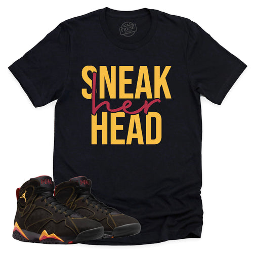 SneakHER Head Shirt | Retro Air Jordan 7 Citrus Sneaker Match Tee