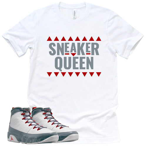 Sneaker Queen Shirt | Retro Air Jordan 9 Fire Red Sneaker Match Tee