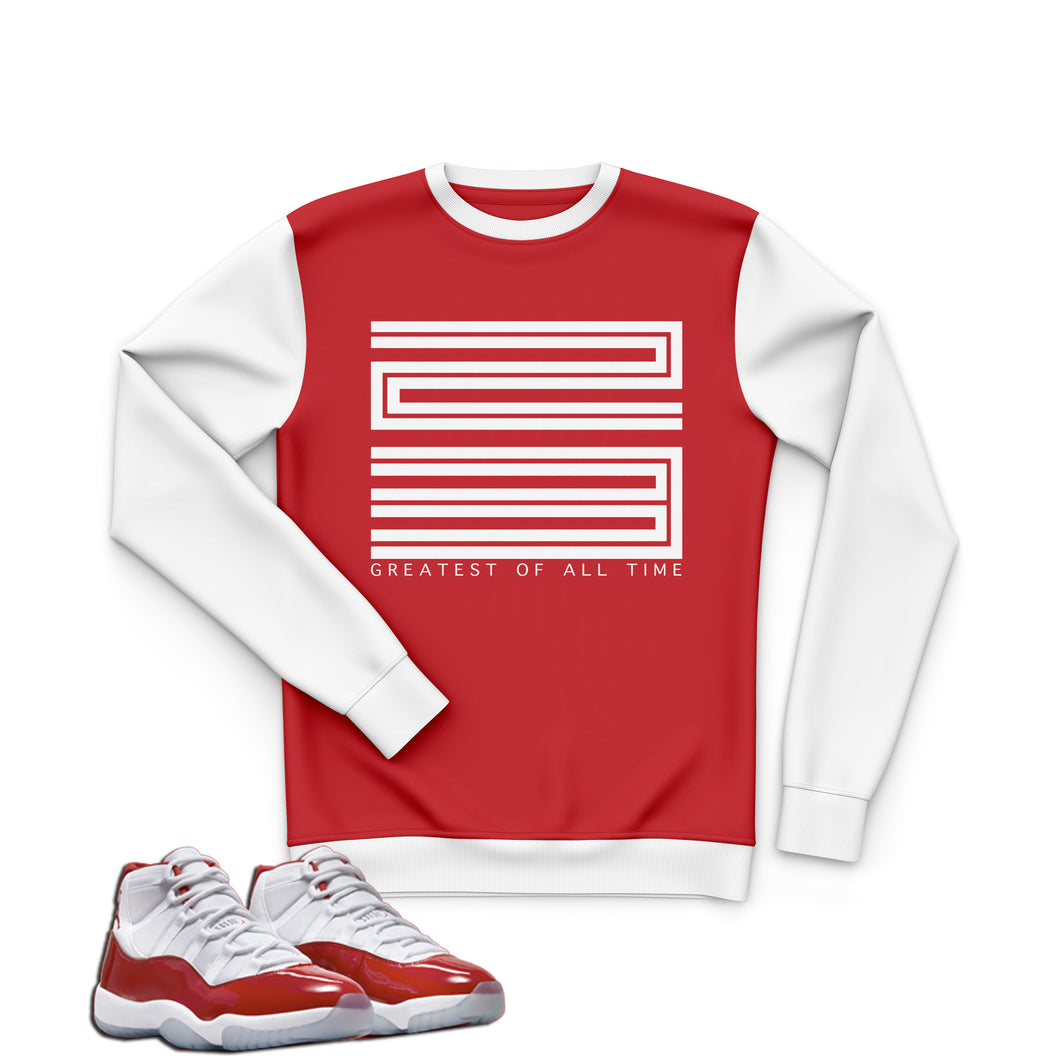 Greatest Of All Time | Retro Air Jordan 11 Cherry Red Sneaker Match Sweatshirt