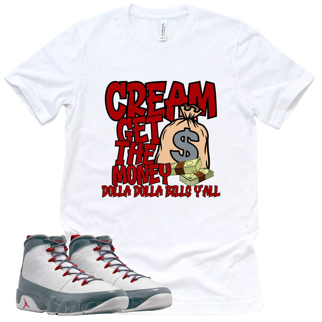 Cream Shirt | Retro Air Jordan 9 Fire Red Sneaker Match Tee