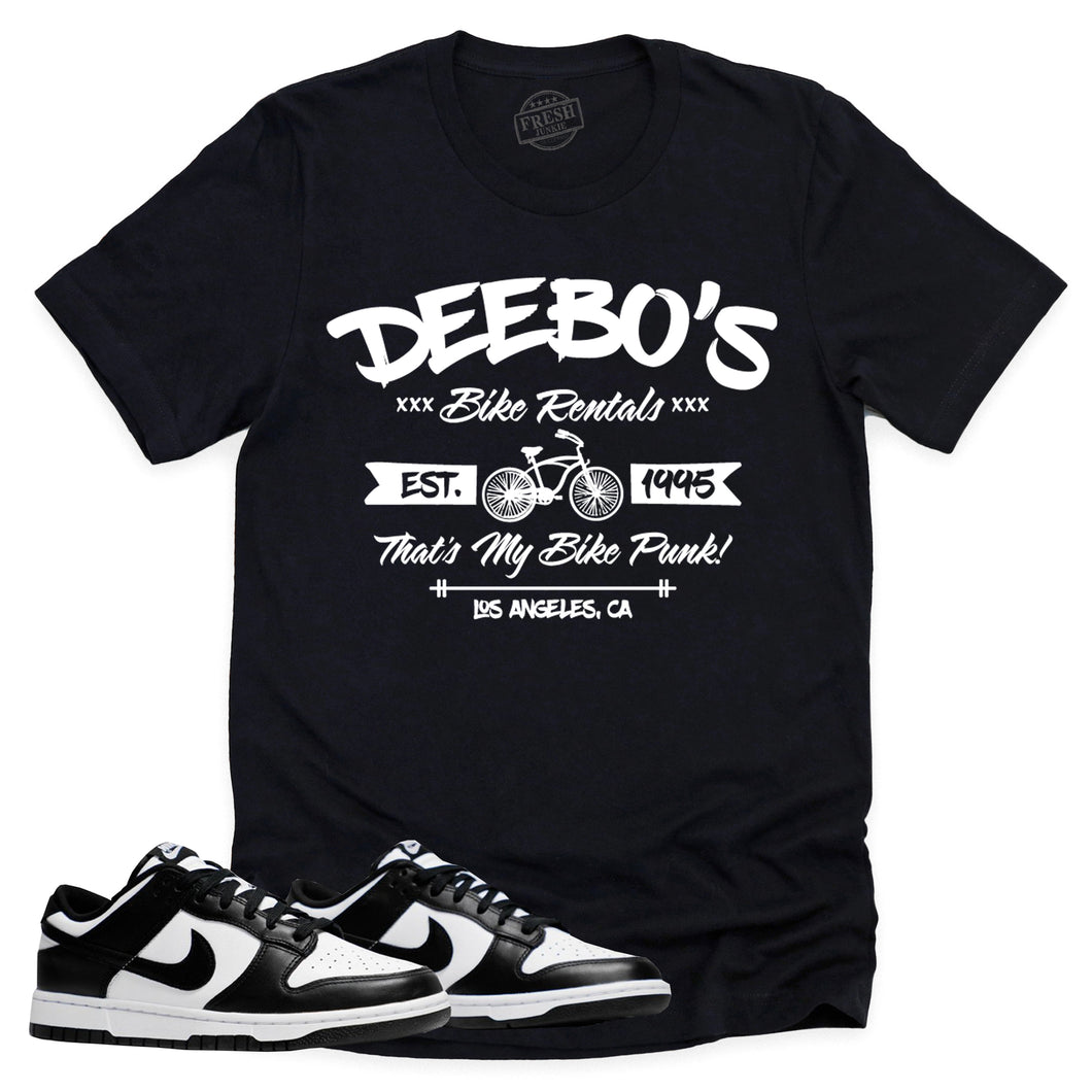 Deebo's Bike Rental Shirt | Retro Dunk Low Panda Sneaker Match Tee