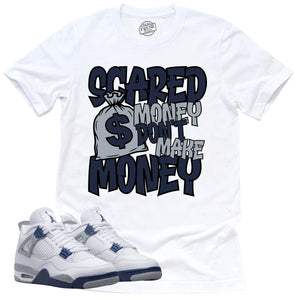 Scared Money Shirt | Retro Air Jordan 4 Midnight Navy Sneaker Match Tee