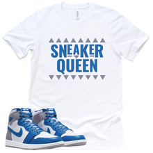 Load image into Gallery viewer, Sneaker Queen Shirt | Retro Air Jordan 1 True Blue Sneaker Match Tee