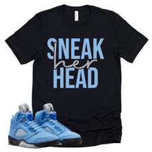 Load image into Gallery viewer, SneakHer Head Shirt | Retro Air Jordan 5 University Blue Sneaker Match Tee