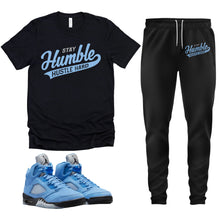 Load image into Gallery viewer, Stay Humble Hustle Hard | Retro Air Jordan 5 University Blue Sneaker Match Tee &amp; Jogger Set